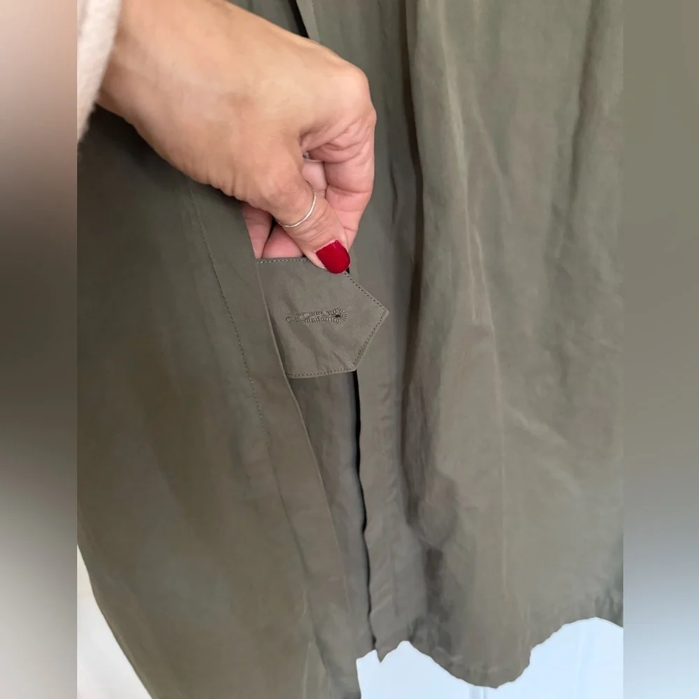 Zara Raincoat Trench Coat Olive Green Double Breasted XS
